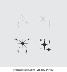Hand drawn sparkling star collection