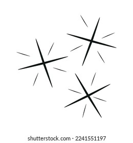 Hand drawn sparkling star. Retro abstract illustration with hand drawn sparkle for celebration design. Geometric shape.
