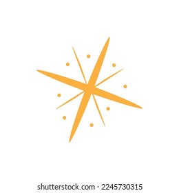 Hand drawn sparkling star. Retro abstract illustration with hand drawn sparkle for celebration design. Geometric shape.