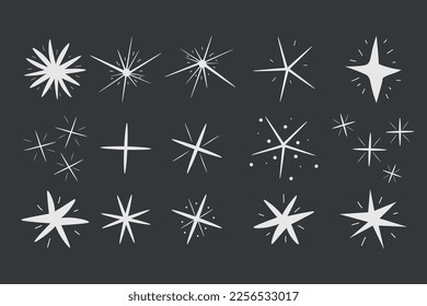 Hand drawn sparkling star. Retro abstract illustration with hand drawn sparkle for celebration design. Geometric shape.