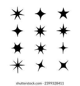Hand drawn sparkling stars collection, flash Star astrology vector light on white background