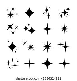Hand drawn sparkling stars collection