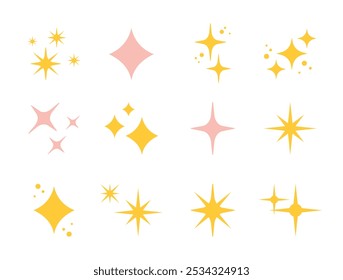 Hand drawn sparkling stars collection