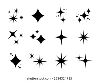 Hand drawn sparkling stars collection