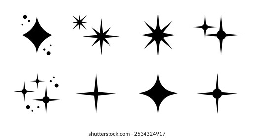 Hand drawn sparkling stars collection