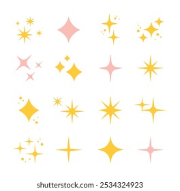 Hand drawn sparkling stars collection