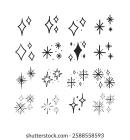 Hand drawn sparkling stars collection