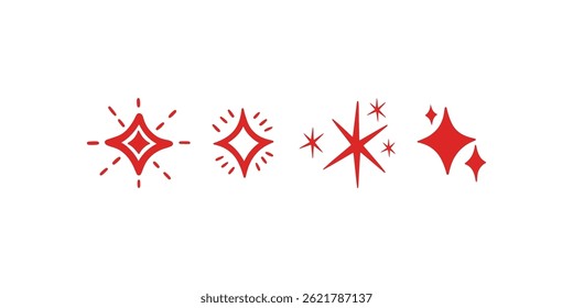 Hand drawn sparkling stars collection in various sizes and shapes, perfect for magical, dreamy, night sky, or celestial themed vector art and decoration