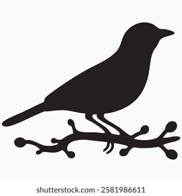 Hand drawn sparrow bird  silhouette