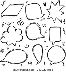 Hand drawn speach bubbles and arrow set
