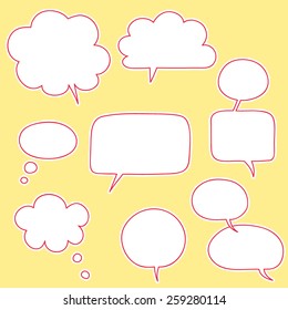 hand drawn speaking bubbles set, outlines, thought bubbles
