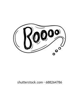 Hand Drawn Spech bubble with text boo . Halloween concept