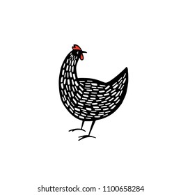 Hand drawn speckled hen