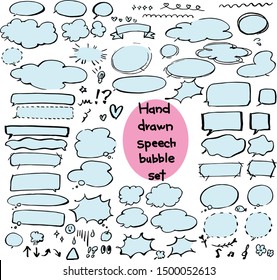 Hand drawn speech balloon assortment set