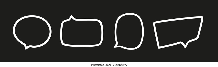 Hand drawn speech bubble. Abstract elements. Set of think and talk speech bubbles. Black and white illustration