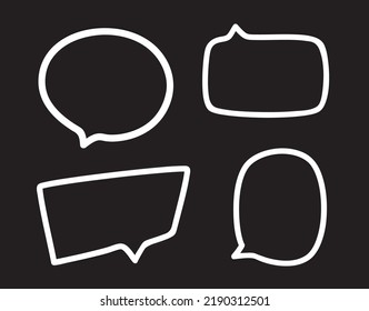 Hand drawn speech bubble. Abstract elements. Set of think and talk speech bubbles. Black and white illustration