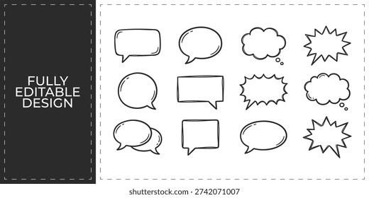 Hand Drawn Speech Bubble Chat Vector Set EPS
