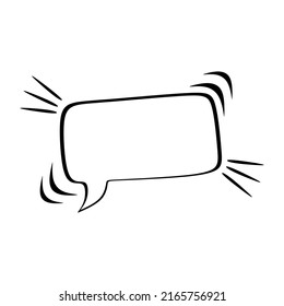 Hand drawn speech bubble comic isolated on white background. Linear illustration of speech bubble on black color. Vector