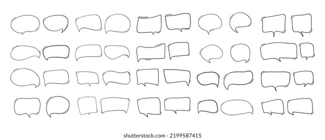 hand drawn speech bubble in doodle style