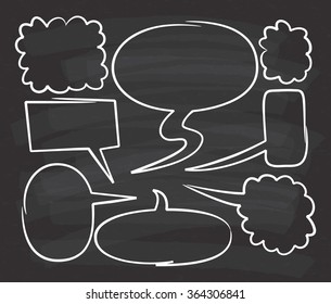 Hand drawn speech bubble doodle on chalkboard background