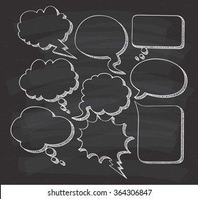 Hand drawn speech bubble doodle on chalkboard background