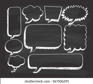 Hand drawn speech bubble doodle on chalkboard background