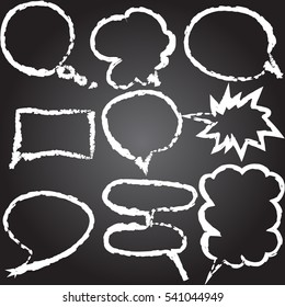 Hand drawn speech bubble doodle on chalkboard background