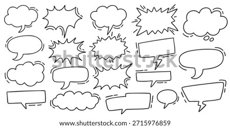 Hand drawn speech bubble doodle vector template