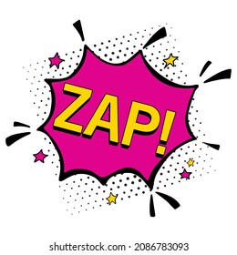 Hand Drawn Speech Bubble Element Zap Text Pop Art.Cartoon Comic Sign Burst Clouds.Isolated On White Background.Boom Sign Expression. 