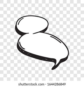 Hand drawn speech bubble explosion. Pop art design object. Comic book doodle element for dialog. Cartoon style vector collection