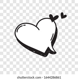 Hand drawn speech bubble explosion. Pop art design object heart . Comic book doodle element for dialog. Cartoon style vector collection