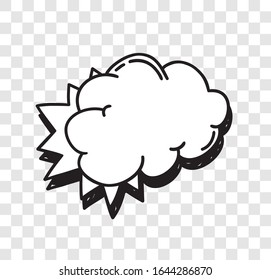 Hand drawn speech bubble explosion. Pop art design object. Comic book doodle element for dialog. Cartoon style vector collection