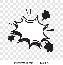Hand drawn speech bubble explosion. Pop art design object. Comic book doodle element for dialog. Cartoon style vector collection