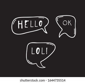 Hand drawn speech bubble explosion. Pop art design object. Comic book doodle element for dialog. Cartoon style vector collection
