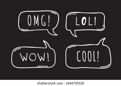 Hand drawn speech bubble explosion. Pop art design object. Comic book doodle element for dialog. Cartoon style vector collection