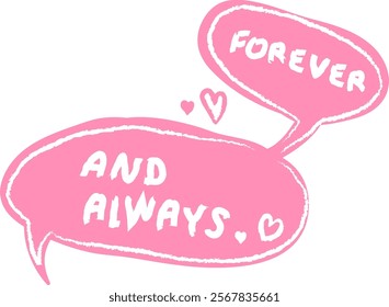 Hand Drawn Speech Bubble With Forever And Always Lettering Vector Illustration