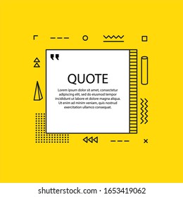 Hand drawn Speech Bubble. Geometric design. Space for quote and text. Yellow background. Vector illustration.