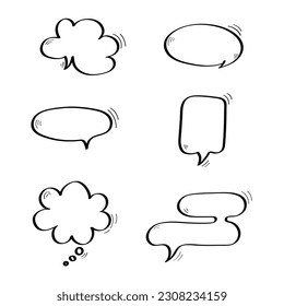 Hand Drawn Speech Bubble Icon Set Vector Design.
