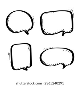 Hand Drawn Speech Bubble Icon Set Vector Design.