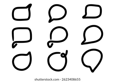 Hand Drawn Speech Bubble Icons Set – Vector Outline Collection.