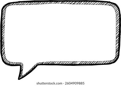 Hand drawn speech bubble illustration on a white background ready to be filled with text Perfect for presentations and designs