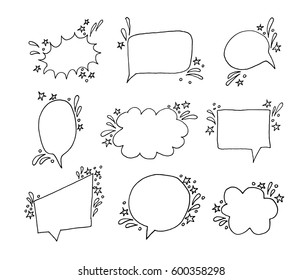hand drawn speech bubble isolated on white background. vector illustration