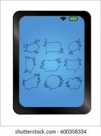 hand drawn speech bubble isolated on background plate. vector illustration