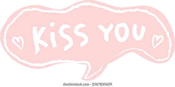 Hand Drawn Speech Bubble With Kiss Lettering Vector Illustration