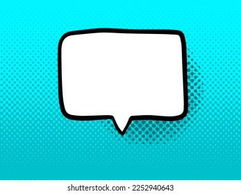 Hand drawn speech bubble on a retro dotted background. Vector illustration