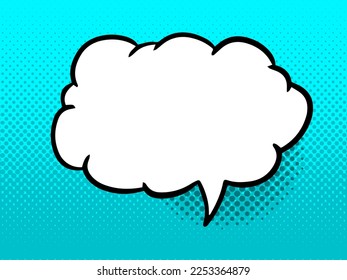 Hand drawn speech bubble on a retro dotted background. Vector illustration