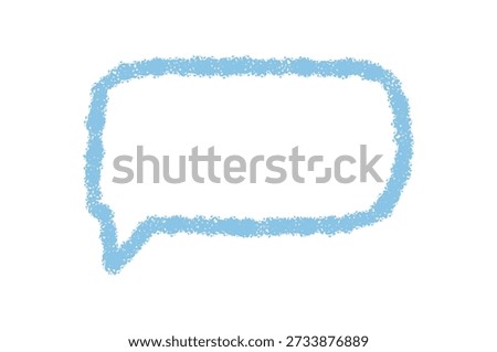 Hand drawn speech bubble outline with blue crayon in rectangle shape and organic, round style. Blank icon for communication, message, and talk ideas in sketch format with modern playful feel.