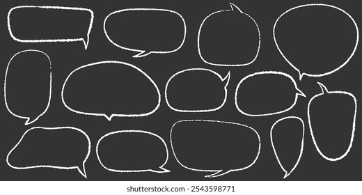 Hand drawn speech bubble scribble crayon. Squiggle, scratch doodle kid speech bubble. Crayon scratch texture shape children kid naive. Vector illustration