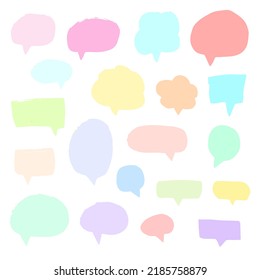 Hand drawn speech bubble set. Pastel colors talking balloons isolated