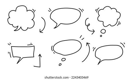 hand drawn speech bubble set with black on white background